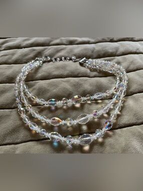 Crystal Aurora Beaded Necklace - Clear